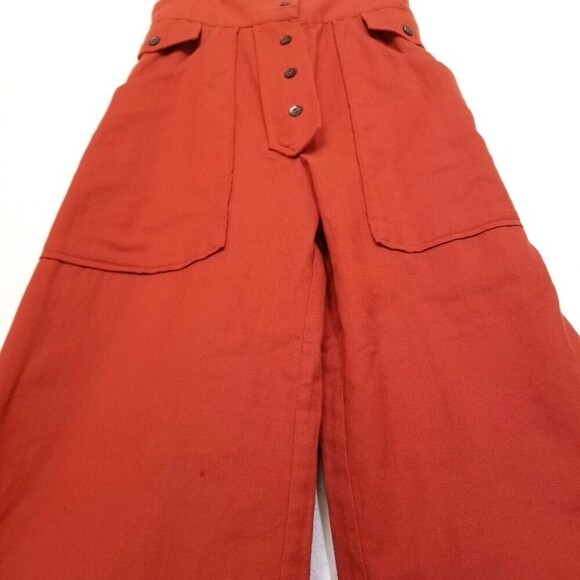 NWT Wray NYC Painters Overalls Button Front Culotte Wide Leg Jumpsuit Rust Red 0 - Picture 6 of 12